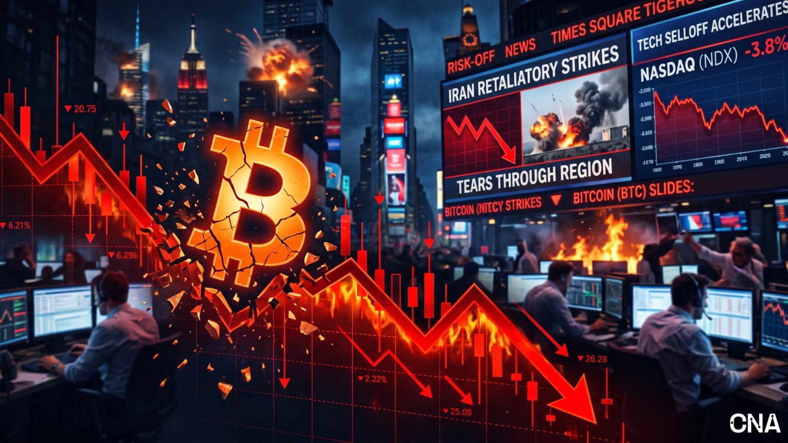 Bitcoin Slides as Risk-Off Sentiment Returns Amid Iran Strikes, Tech Selloff