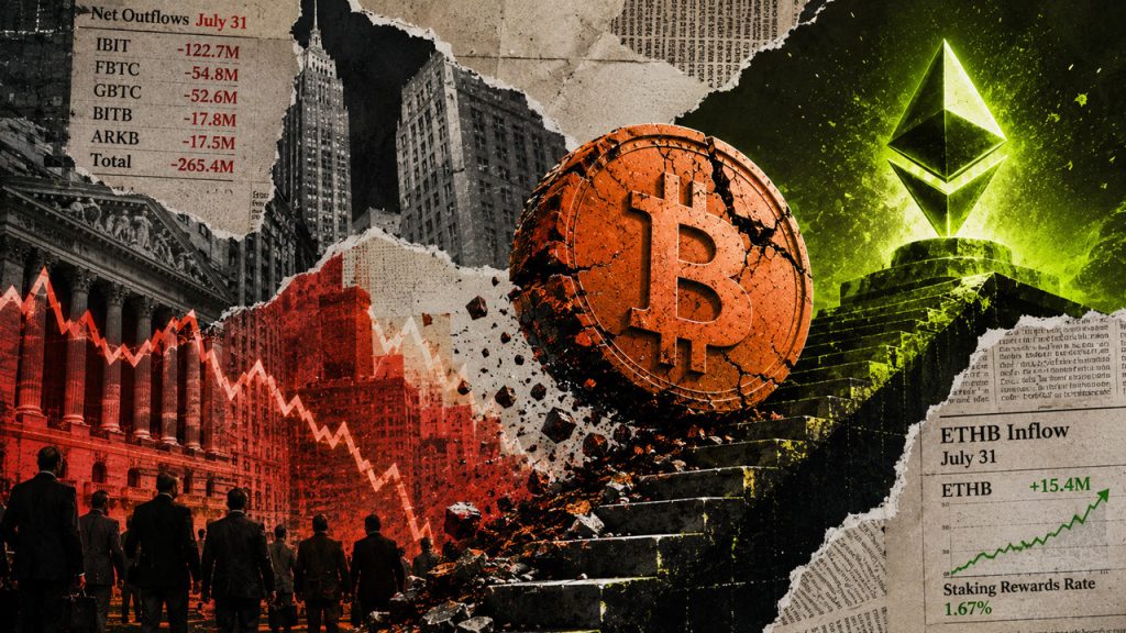 Bitcoin ETFs just bled $265M in a brutal 24 hours, and Ethereum’s supposed rescue is another BlackRock illusion