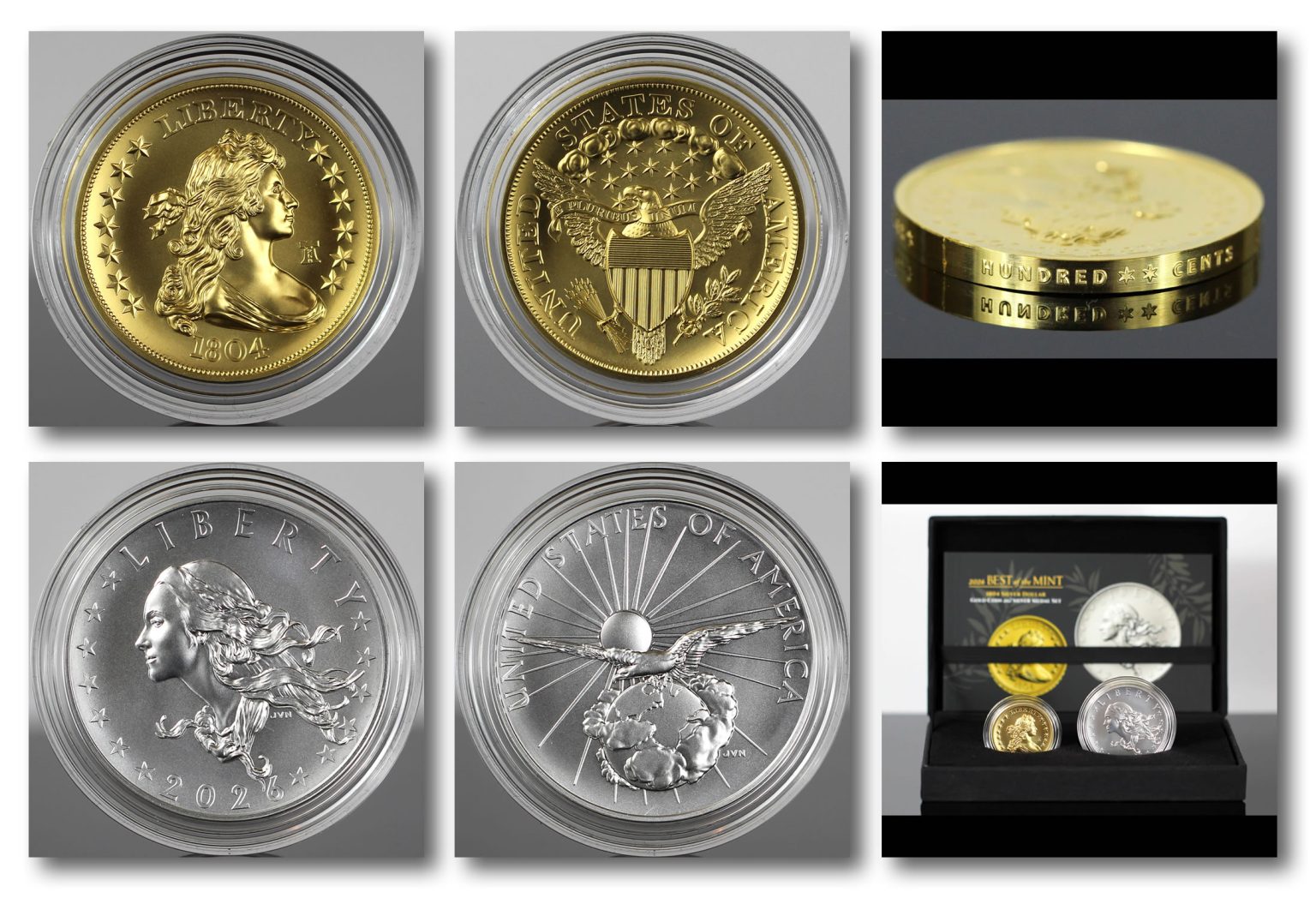 Photos Show U.S. Mint’s 1804 Dollar Gold Coin & Silver Medal Set